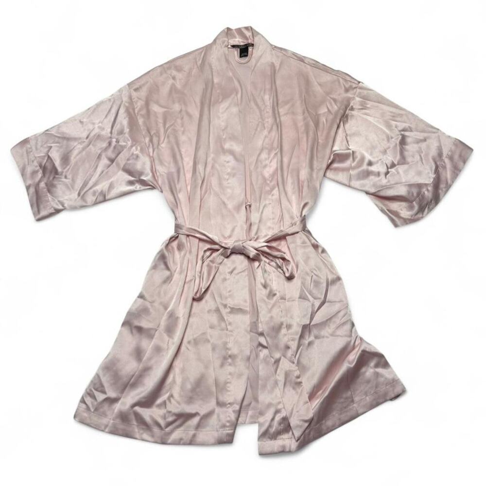 Victorias Secret Baby Pink Satin Tie Up Robe Beautiful Size XS Sleep Sexy 2000s - Picture 5 of 5
